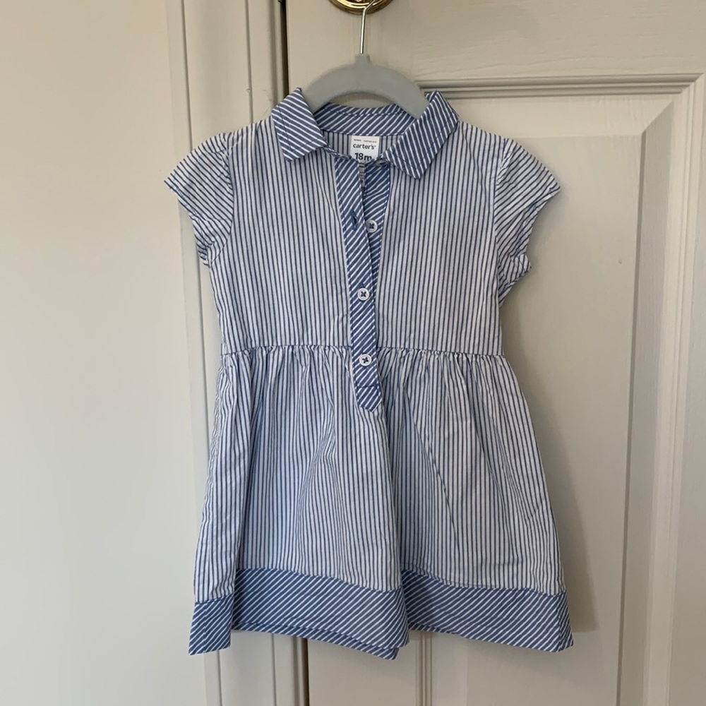 Blue white collared dress, NWOT